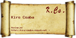 Kirs Csaba névjegykártya