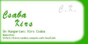 csaba kirs business card